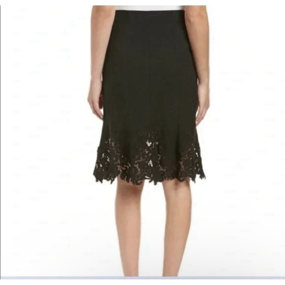 Rebecca Taylor Black Eyelet Pique Lace-Hem Skirt in Black Size 10 - Picture 2 of 10